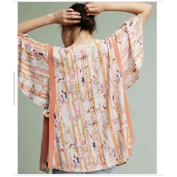 Anthropologie Floreat Kimono Topper Jacket Boho Art Wear Abstract OSFM - Picture 1 of 16